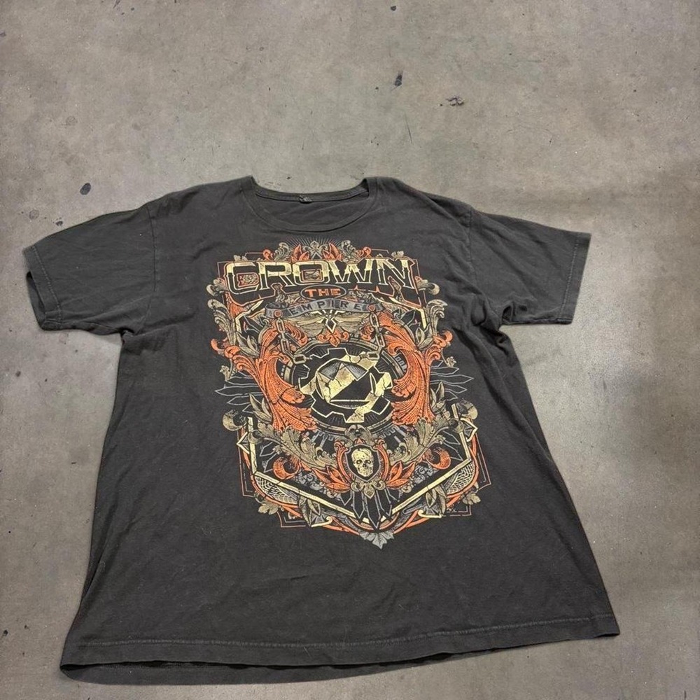 Tultex Crown The Empire Black Graphic T-Shirt Mens XL Y2K Metalcore Band Tee